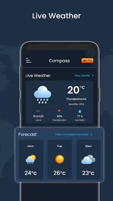 Digital Compass & Weather LIVE android App screenshot 3